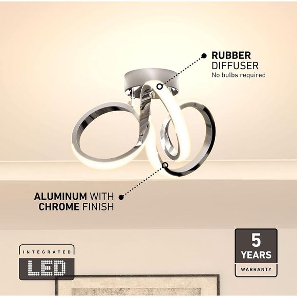 Artika Swirl Flush Mount Light Fixture, Chrome - Picture 4 of 8